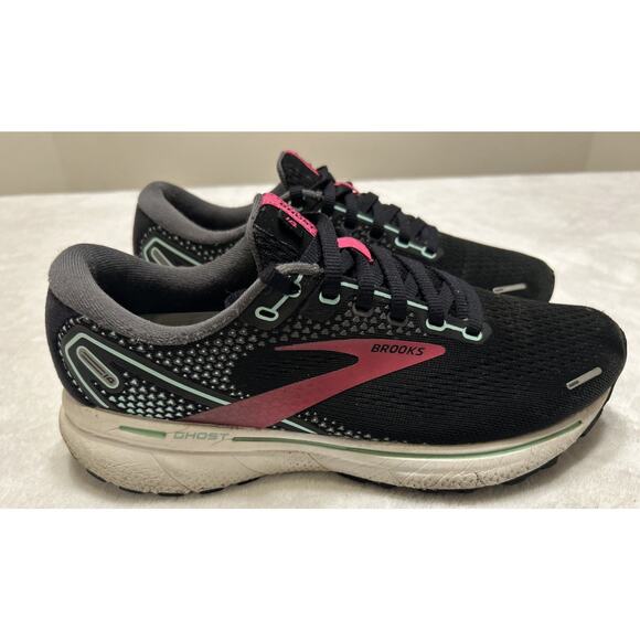 Brooks Ghost 14 Women's Shoes Size 8 B Running Black Pink Cushion Road Trainer - Picture 1 of 8